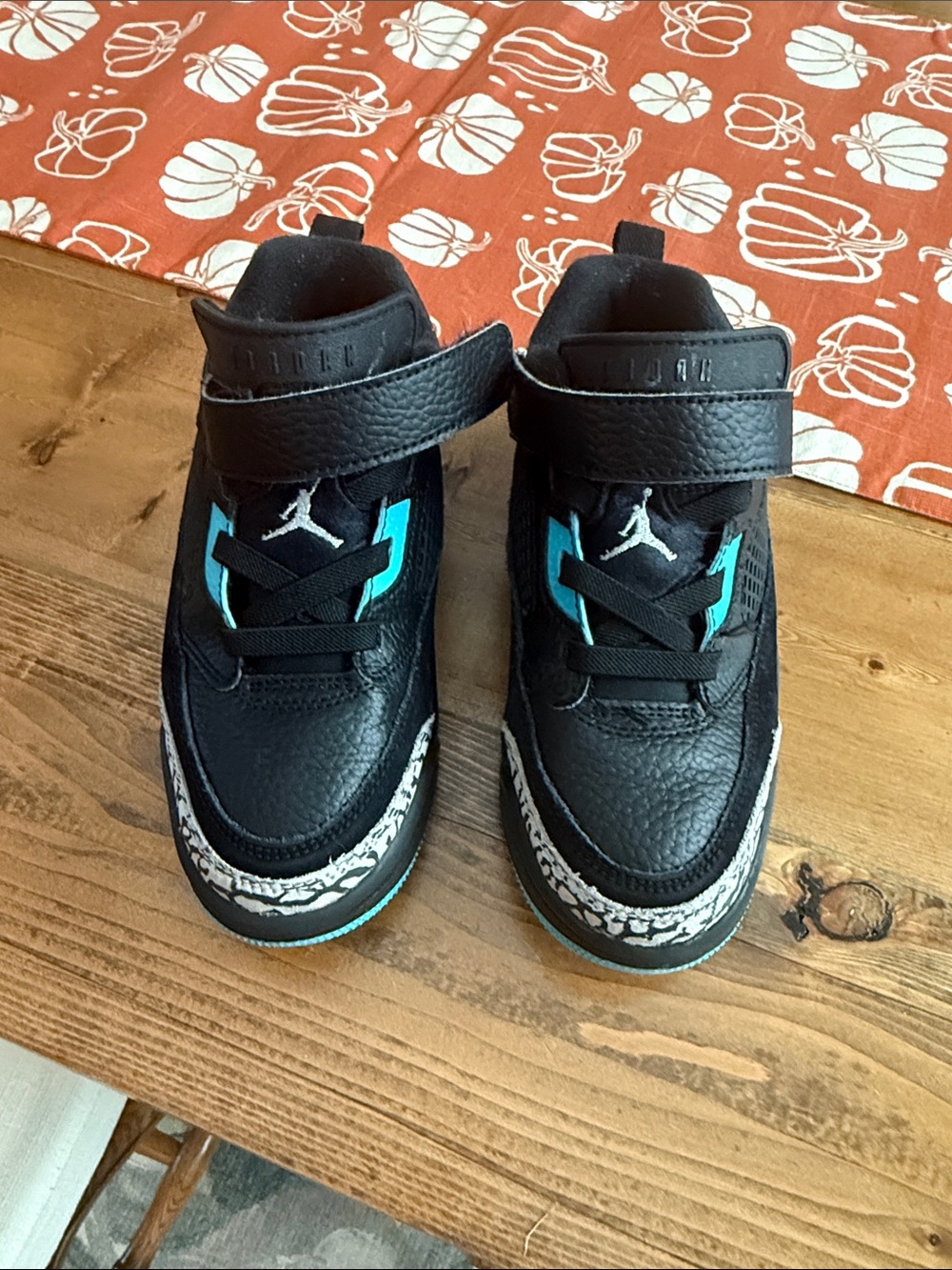 Jordan Kids' Black & Teal Basketball Sneakers